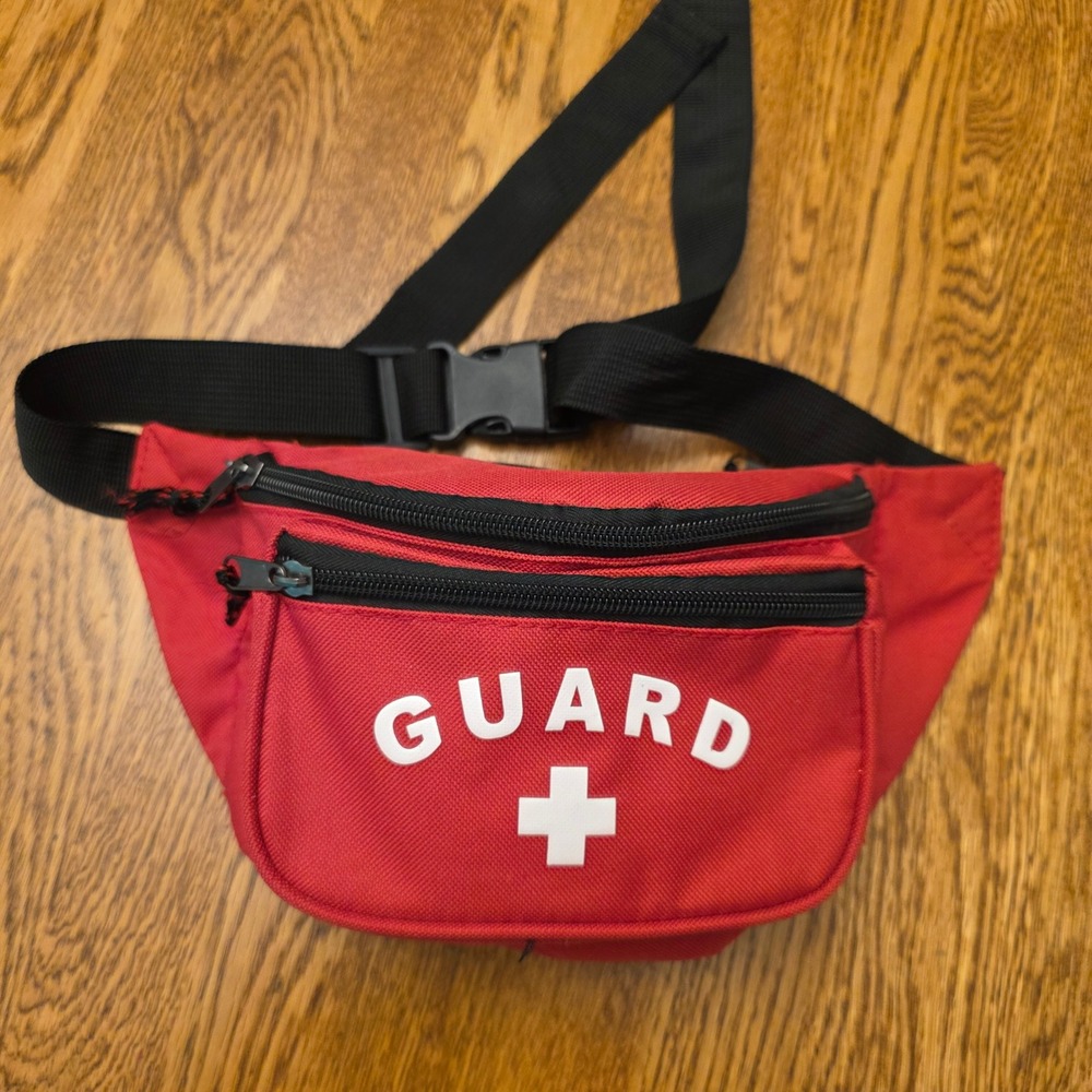 The Lifeguard Store Red Guard Fanny Pack 3-Pocket Waist Bag Adjustable Strap